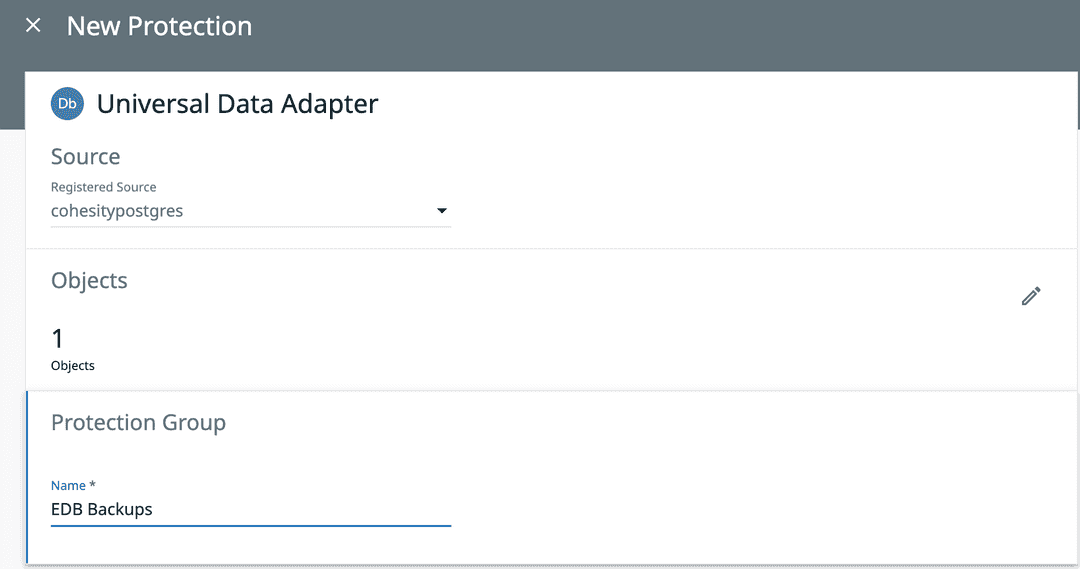 Cohesity Protection Group Choice